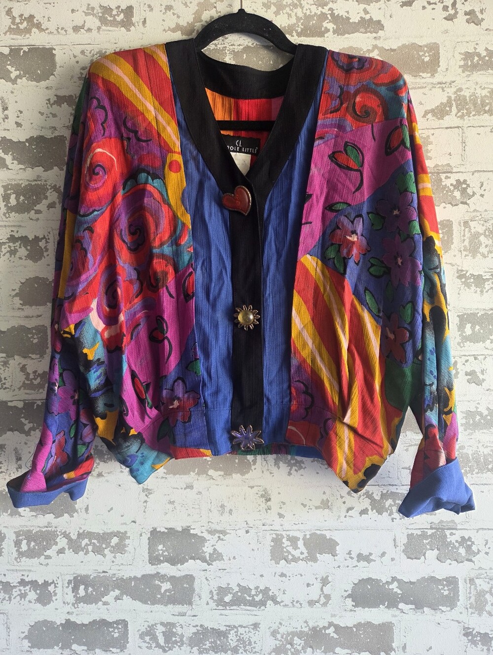 Vintage Carole Little Rayon Gauze Patchwork Blouse Size 4 Avant Garde Art